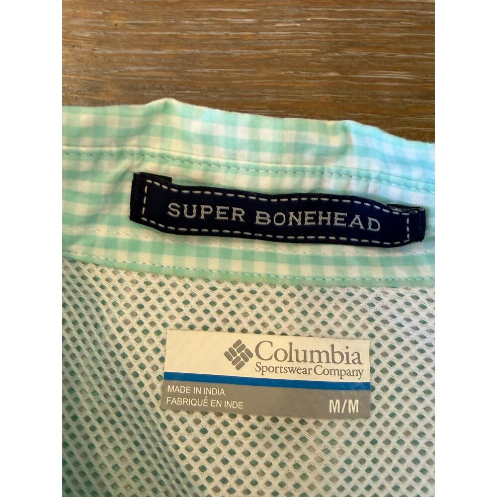 COLUMBIA Super Bonehead Mint checked gingham Long Sleeve PFG  Shirt Top Men M - Picture 5 of 8